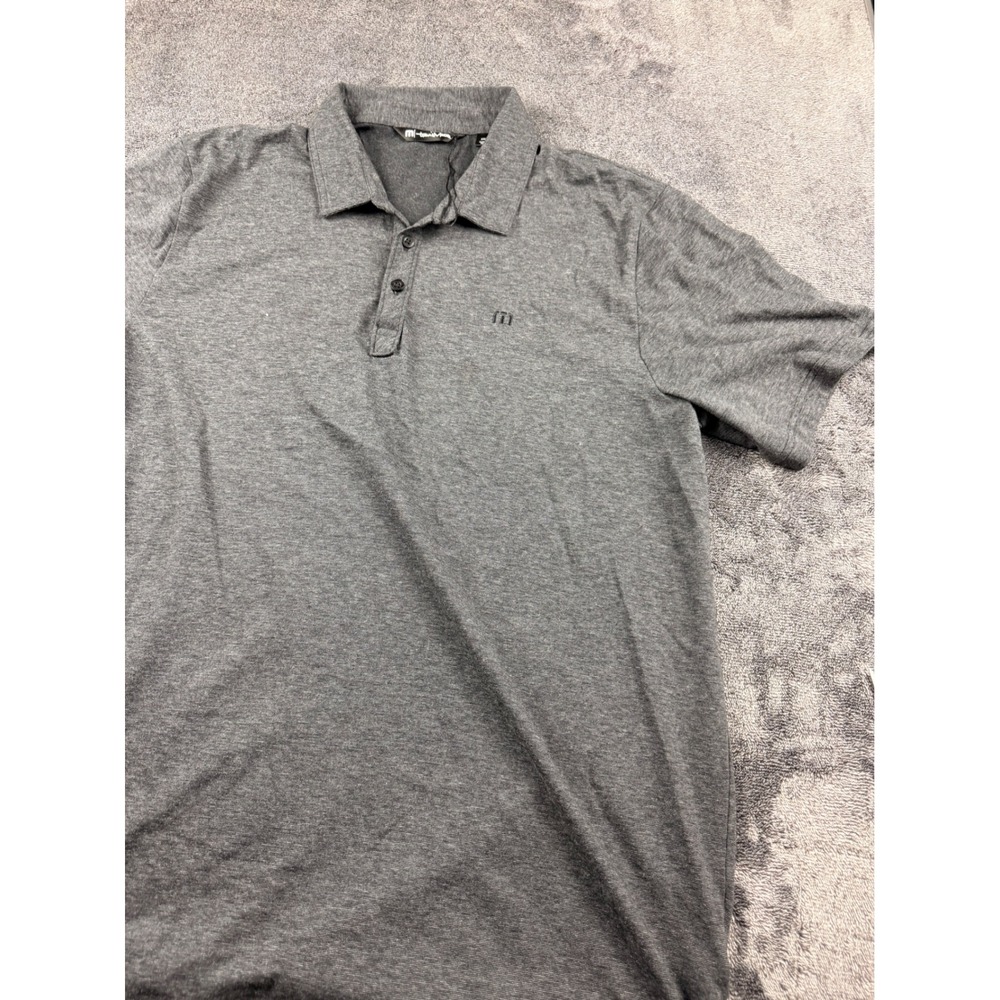 TravisMathew Mens XXL Gray Heather Short Sleeve Golf Polo Shirt Charcoal
